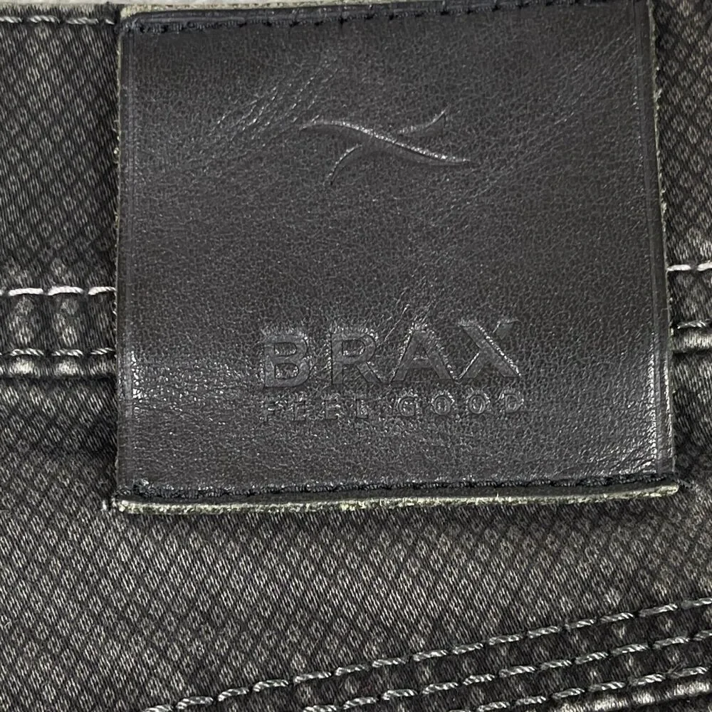 Brax Feel Good Cooper Pants Men's 38 X 34 Gray Cotton Mid-Rise Straight Leg